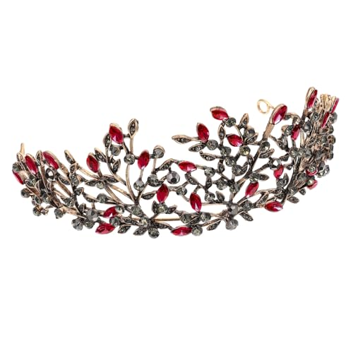 SOIMISS Barockstil Brautkrone mit Schwarzen und Roten Strasssteinen Eleganter Haarschmuck für Hochzeit Leichtes Umweltfreundliches Diadem Geeignet für Haartypen und Festliche Anlässe von SOIMISS