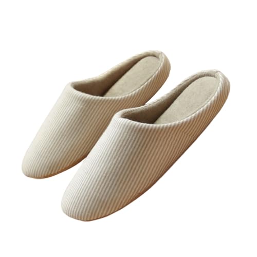 SOIMISS Baumwoll Hausschuhe mit Weicher Baumwoll Leinen Oberfläche Rutschfeste Wildledersohle Atmungsaktive Langlebige Schwamm Einlegesohle Leise und Komfortabel für Damen und Herren von SOIMISS