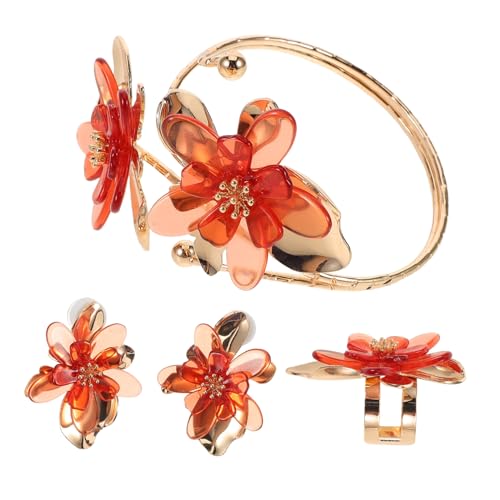 SOIMISS Blumenschmuck Set Damen Teilig Leichtes Süßes Tropföl Design Ohrringe Armband Ring für Alltag Party Weihnachten Vielseitig Einsetzbar Modernes Accessoire von SOIMISS