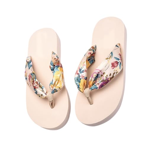 SOIMISS Bohemia Stil Damen Zehensandalen mit Dicker Sohle Rutschfeste Sommer Slipper Modisch für Strand Freizeit und Alltag in Beige Xl von SOIMISS