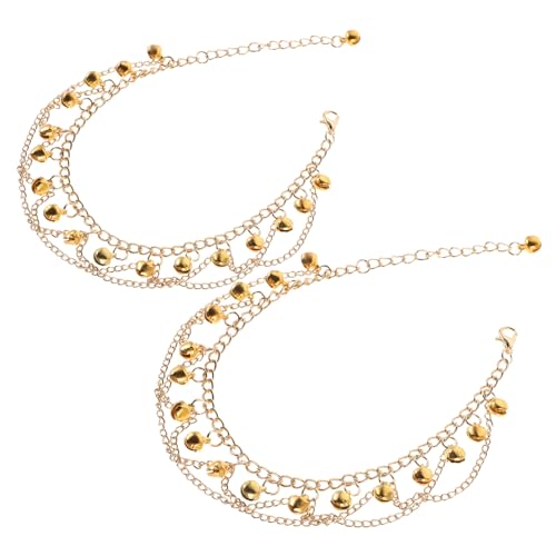 SOIMISS Boho Fußkettchen mit Klingelnden Glöckchen und Rhythmischen Quasten Verstellbar Kleine Goldfarbene Fußkettchen für Tanzaufführungen und Sommer Strandmode von SOIMISS