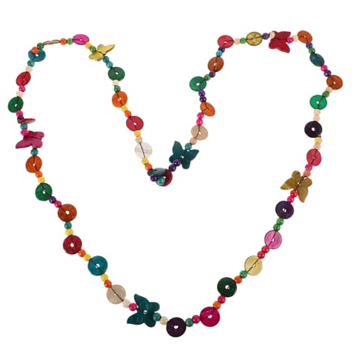 SOIMISS Boho Lange Holzperlen Halskette Damen mit Bunten Schmetterlingsanhängern Doppellagige Ethno kette Flexibler Holzschmuck für Vielseitigen Look und Statement style von SOIMISS
