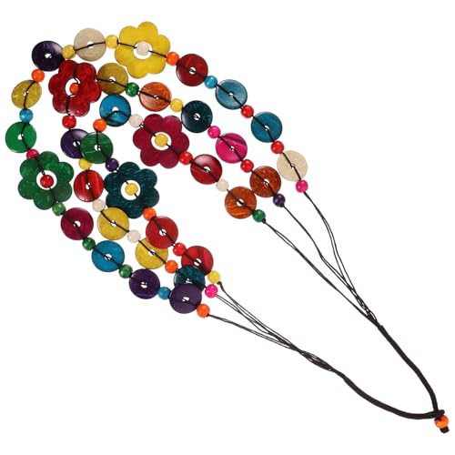 SOIMISS Boho Mehrschichtige Kokosnussschale Halskette mit Buntem Blumenanhänger Vintage Gewebter Modeschmuck für Damen Langlebig und Vielseitig für Alltag Party Strand und Geschenk von SOIMISS
