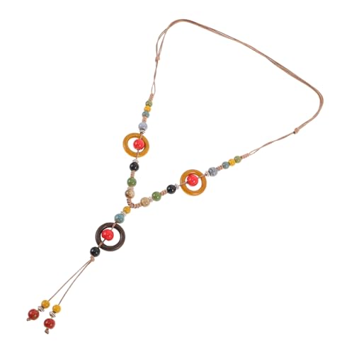 SOIMISS Boho Vintage Strang Kette mit Quasten und Kreisanhänger Handgefertigter Damen Hals Schmuck für Pullover und Kleider Farbenfrohe Bohemian Mode für Frauen und Mädchen von SOIMISS
