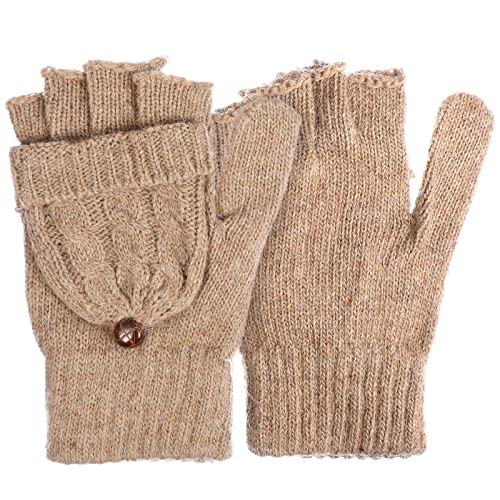SOIMISS Fingerlose Fäustlinge, faltbar, für Damen, fingerlose Zopfmuster-Handschuhe mit Flip, für Mädchen, Damen, Herren, kaltes Wetter, von SOIMISS