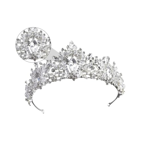SOIMISS Braut Tiara Krone aus Silberfarbenem Legierungsmetall mit Funkelnden Weißen Kristallen Barocker Stil Festlicher Haarschmuck für Hochzeit Party und Festliche Anlässe von SOIMISS