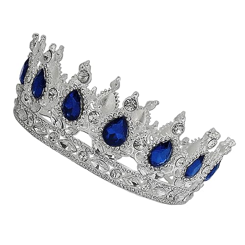 SOIMISS Brautkrone mit Barock Diamanten Silber Blauer Hochzeitsschmuck Brautkopfbedeckung Festlicher Haarschmuck für Damen und Hochzeitsfeier von SOIMISS