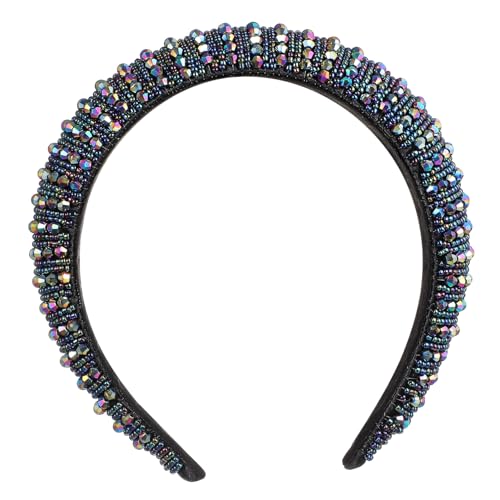 SOIMISS Breites Bequemes Haarband mit Blauen Kristallen Handgefertigtes Perlen und Strass Haarschmuckstück Funkelndes Damen Haarreif für Hochzeiten Partys und Festliche Anlässe von SOIMISS
