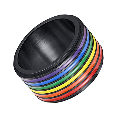 SOIMISS Bunter Regenbogen Finger Ring für Herren Drehbarer Gay Ring Stilvolle Handdekoration für Partys Clubs und Besondere Anlässe Langlebig und von SOIMISS