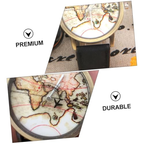 SOIMISS Canvas Armbanduhr mit Bronzefarbenem Gehäuse Drehender Flugzeug sekundenzeiger Landkarten Design Unisex Uhr für Damen und Herren Langlebiges Segeltuchband Modisch und Praktisch von SOIMISS