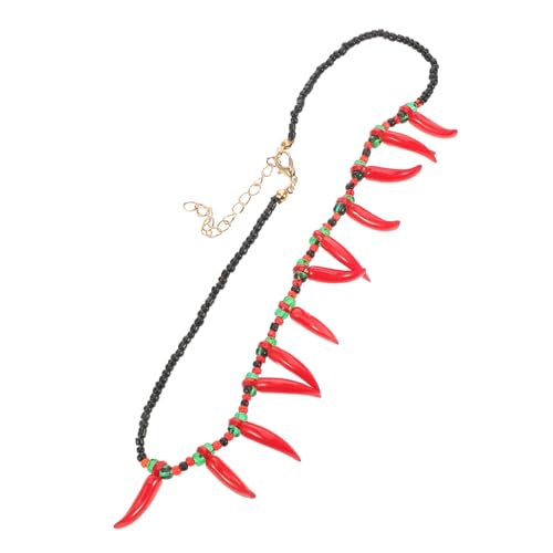 SOIMISS Chili Halskette Damen Mehrfarbige Perlenkette Trendiger Halsschmuck Stylischer Schlüsselbeinschmuck Für Kochpartys Vielseitige Dekoration in Verschiedenen Farben von SOIMISS