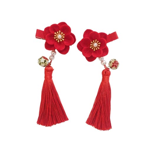 SOIMISS Chinesischer Stil Haarklammer mit Quaste Teiliges für Mädchen Haarschmuck Passend zu Hanfu und Neujahrskleidung Einfache Anwendung Eleganter Look Rot von SOIMISS