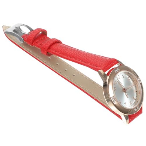 SOIMISS Damen Armbanduhr Luminous Nachtlicht Quarzuhr Klassisch Schlicht Rotes Lederband Modisch für Mädchen und Frauen von SOIMISS