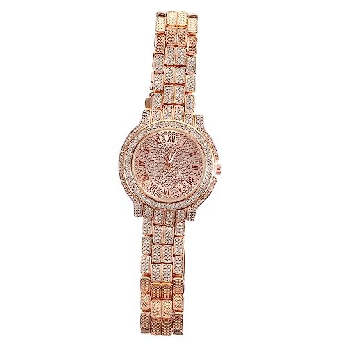 SOIMISS Damen Armbanduhr Mit Glitzersteinchen Gold Casual Stil Einstellbares Armband Für Jubiläen Und Quarzuhr Für Outfit von SOIMISS