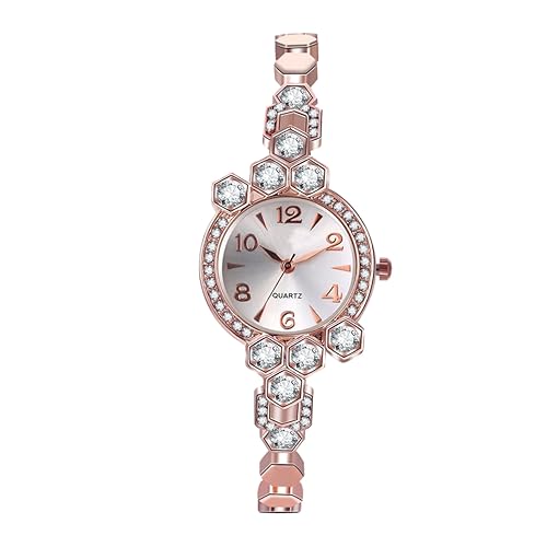 SOIMISS Legierungsuhr Für Frauen Mit Strasssteinen Armbanduhr Quarzuhr Handgelenkszubehör Zarte Handgelenksdekoration Roségold-Finish von SOIMISS