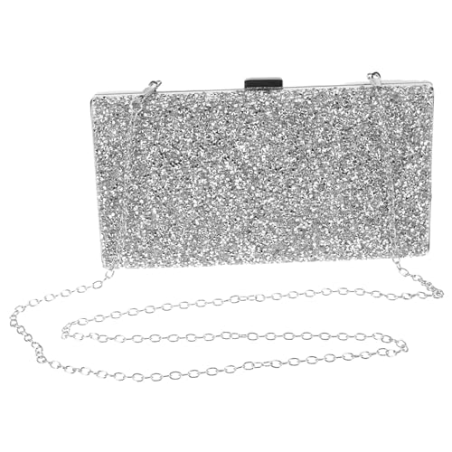 SOIMISS Damen Clutch Abendtasche mit Strasssteinen Modische Silberne Party Umhängetasche Kleine Handtasche für Hochzeit Dinner Braut und Festliche Anlässe Vielseitig Kombinierbar von SOIMISS