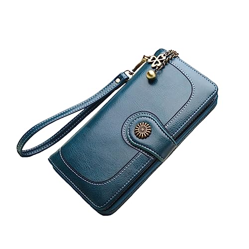 SOIMISS Damen Geldbörse Pu Dreifach Gefaltet Mit Reißverschluss Und Kartenfächern Langer Handy Portemonnaie Für Blau Und von SOIMISS