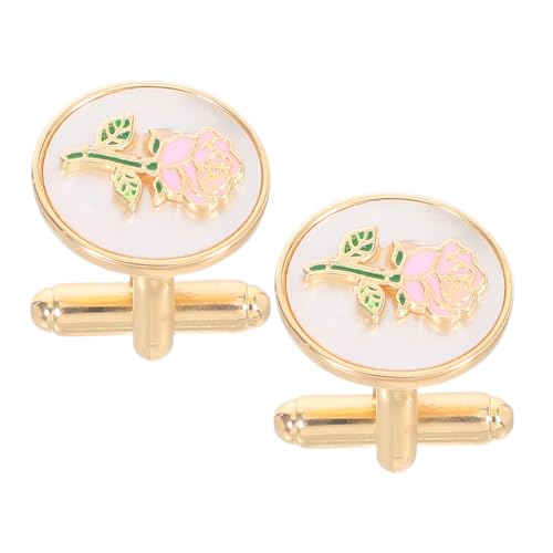 SOIMISS Damen Manschettenknöpfe Rosenmotiv Rundes Design Elegante Blüten Manschettenknöpfe Für Französische Hemden Hochzeit Gala Business Schmuck von SOIMISS