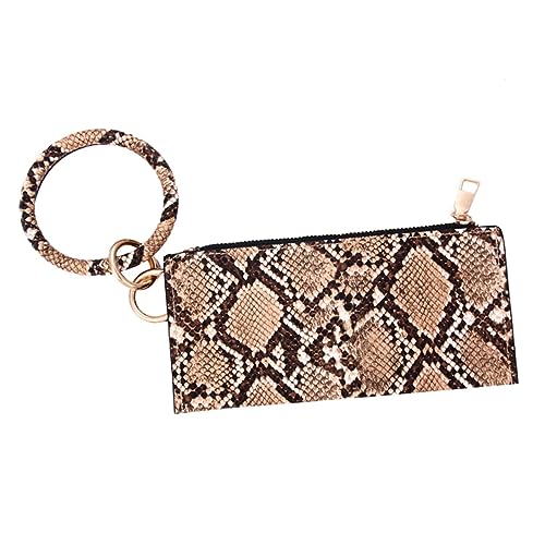 SOIMISS Pu Schlüsselbund Geldbörse Für Damen Tragbare Handtasche Mit Reißverschluss Im Eleganten Schlangenleder-Design Kaffee Für Alltag Und Besondere Anlässe von SOIMISS