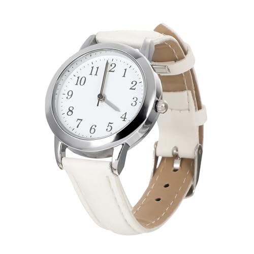 SOIMISS Damen Quarzuhr mit Wasserdichtem Gehäuse Modische Armbanduhr mit PU Lederband Einfache und Lässige Damenuhr für Alltag und Freizeit Weiße Klassische Analoguhr von SOIMISS