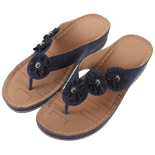SOIMISS Damen Sandalen Blau Keilabsatz Sommer Schuhe Strand Sandaletten Komfortable Rutschfeste Modefußbekleidung von SOIMISS