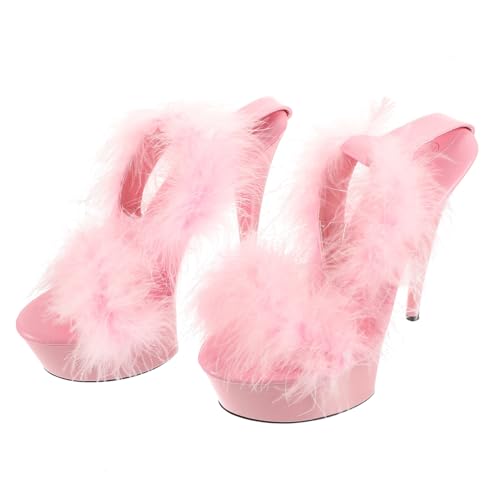 SOIMISS Damen Sandalen mit Hohem Absatz und Federverzierung Rutschfeste Sohle Modisch für Sommer und Alltag und Langlebig zu Kleid und Bluse Zufällige Farbe von SOIMISS