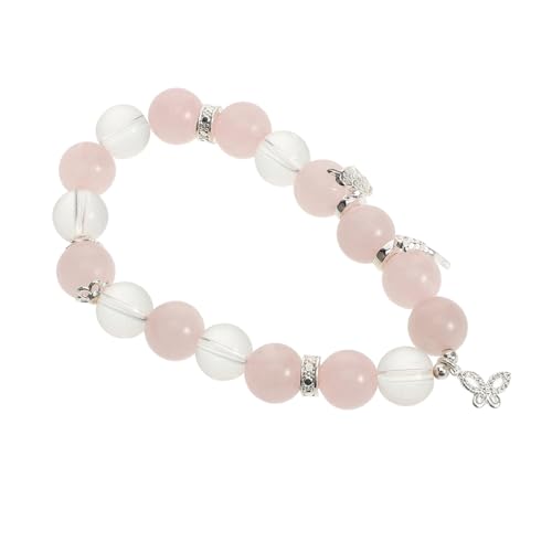 SOIMISS Delikates Damen Armband mit Glasperlen und Schmetterlingsanhänger Robustes Handgefertigtes Perlenarmband in Zartem Rosa Elegantes Schmuckstück für Alltag und Besondere Anlässe von SOIMISS