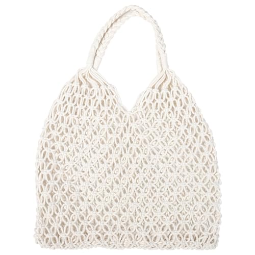 SOIMISS Delle Damen Hollow - Out Strand Angelnetz Netztasche Stricktasche Sommerbeutel Reisetasche, Weiß - Weiß - Größe: Medium von SOIMISS