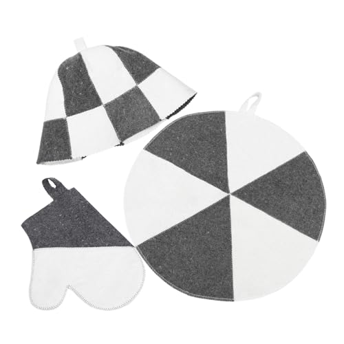 SOIMISS Dicker Sauna Hut aus Filz mit Handschuhen und Matte Hitzebeständig Saugfähig Isolierend Kompletter Schutz für Damen und Herren im Dampfbad und Spa von SOIMISS