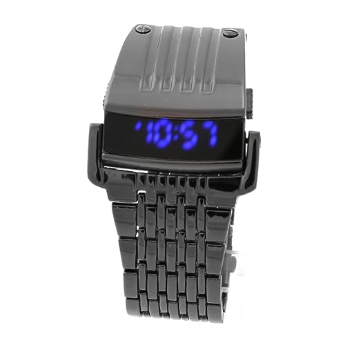 SOIMISS Led-digitalarmbanduhr Für Herren Mit Legierungsband Blauer Led-anzeige Und Stundenformat Schwarz von SOIMISS