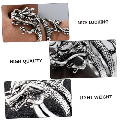 SOIMISS Drachenkopf Herrenring Legierung Kreativer Dekorativer Fingerring Modisches Statement Glatte Oberfläche Einzigartiges Design für Stilbewusste Männer von SOIMISS