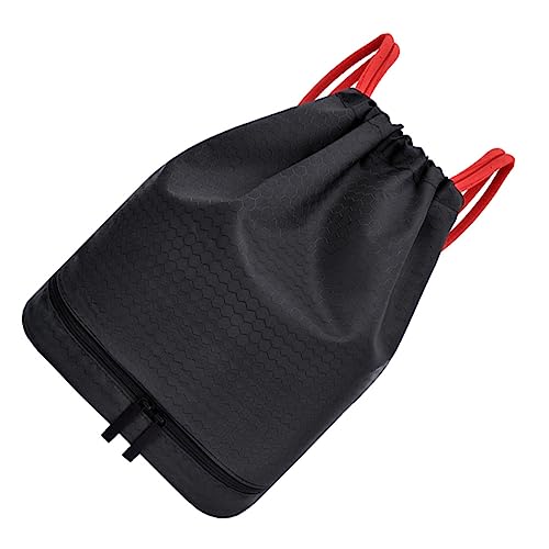 SOIMISS Drawstring Backpack Wasserdichter Sportbeutel Mit Trocken- Nass-trennung Für Fitness Schwimmen Und Outdoor-aktivitäten Multifunktionale Kordelzug-Tasche Schwarz Mit Roten von SOIMISS