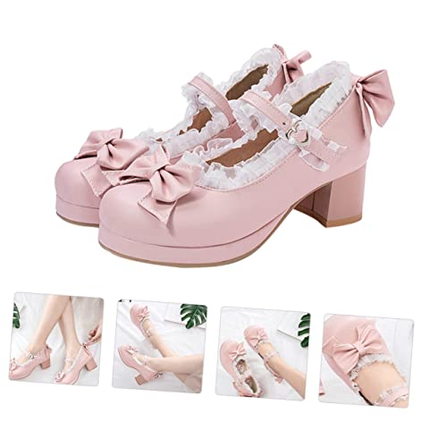 SOIMISS Elegante Damen High Heels mit Breitem Absatz und Schleife Frühling Herbst Pumps mit Rutschfester Sohle Weiche Hautfreundliche Materialien Komfortable Damenschuhe für Alltag und von SOIMISS