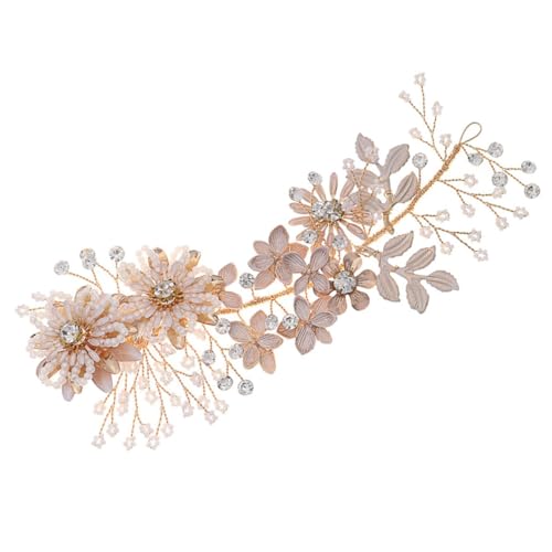 SOIMISS Eleganter Brautschmuck Haarklammer aus Legierung mit Perlen und Blumenmotiv Handgefertigtes Süßes Haarschmuck Accessoire für Hochzeit Braut und Festliche Anlässe Goldfarben von SOIMISS