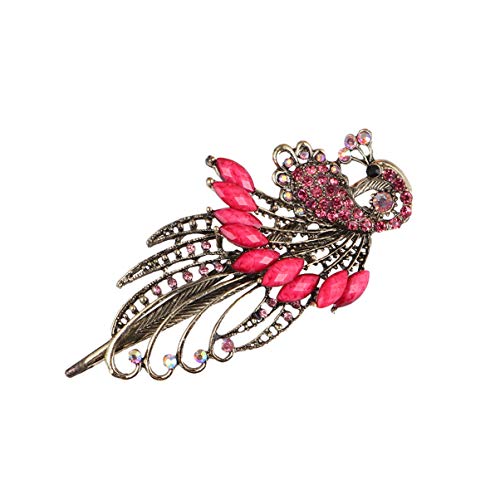SOIMISS Eleganter Haarschmuck Mit Strass Für Frauen Vintage-peacock-haarspange in Rosa Modisches Haar-accessoire Für Verschiedene Anlässe Für Partys Festivals Und Alltag von SOIMISS