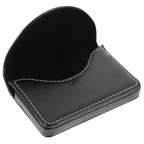 SOIMISS Eleganter Visitenkartenhalter aus Schwarzem Langlebigem Leder mit Metallkern Leichtem Verschleißfestem Kartenetui für Geschäfts und Id Karten für Büro Reisen und Professionelle von SOIMISS