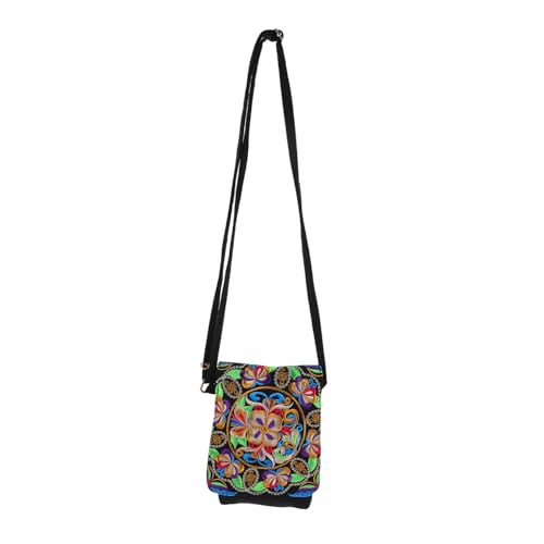 SOIMISS Mini-umhängetasche Mit Stickerei Stofftasche Fürs Handy Kleine Geldbörse Mit Ethno-blumenmuster Umhängetasche Für Damen Mit Verstellbarem Riemen Tasche Mit Blumenstickerei von SOIMISS