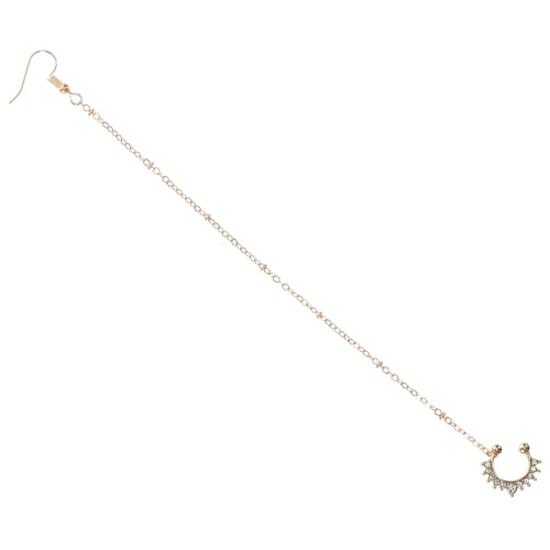 SOIMISS Falscher Nasenring mit Strass Goldfarbener Metall Fake Septum Ring mit Kette Schmerzfrei Piercing Leichter Schmuck für Damen Inspiriert von Indischem Tanz und Afrikanischem Stil von SOIMISS