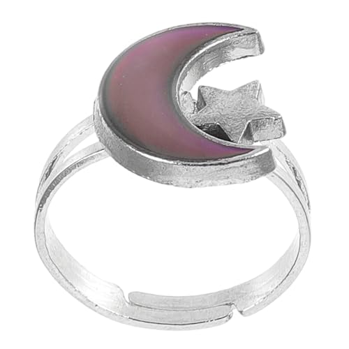 SOIMISS Farbwechselnder Stimmungsring für Damen Verstellbarer Offener Ring mit Sternendesign Hautfreundliches Material Stimmungssensor Technologie Partys von SOIMISS