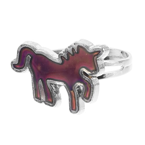 SOIMISS Farbwechselring Einhorn Damen Ring Cartoon Tier Motiv Stimmungsring Temperaturfühlend Verstellbar Mode Schmuck Mädchen Geschenk von SOIMISS