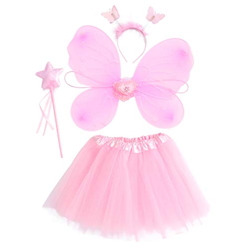 SOIMISS Fee Prinzessin Tutu Kostüm Set Schmetterling Kostüm Set mit Kleid Flügel Zauberstab Und Stirnband Geschenke für Kinder Halloween Dress Up Party Begünstigt Lieferungen von SOIMISS