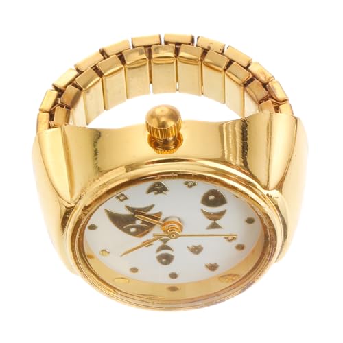 SOIMISS Fingeruhr Damen Ring Form Katzenmuster Goldfarben Schmuck Uhr Ring Shaped Watch Leicht Praktisch Modisch für Alltag und Accessoire von SOIMISS