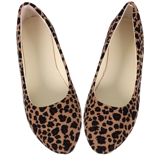SOIMISS Flache Schuhe mit Spitze, modische Leopardenschuhe, Freizeitschuhe mit flachem Absatz für Damen, Khaki, Größe 41 von SOIMISS