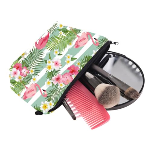 SOIMISS Flamingo und Blumen Kosmetiktasche Bedruckt Multifunktional Tragbar Reise Kulturbeutel Makeup Pouch Toilettenartikel Organizer Tasche für Damen und Herren von SOIMISS