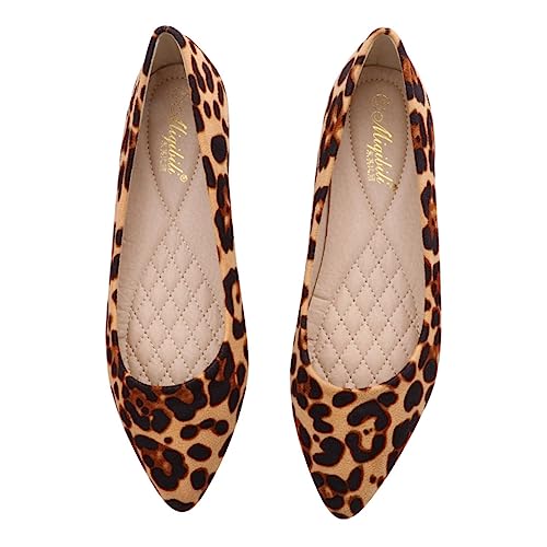 SOIMISS Frauen Leopardenschuhe. Spitze Zehenwohnungen Leopard- Druckwohnungen Für Frauen Rutschfeste Hausschuhe Für Frauen Lady Flat- Heered Schuhe Leopard- Fersen Fräulein Sandalen Sommer von SOIMISS