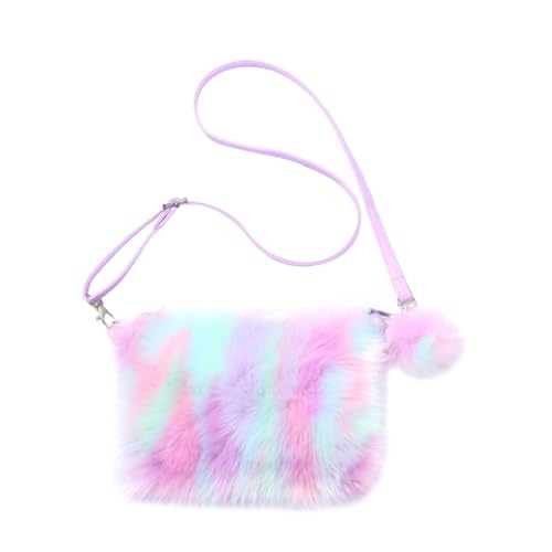 SOIMISS Frauen Mädchen Regenbogen Farbe Umhängetasche Plüsch Frauen Beutel Shopping Cross Body Pouch Kleine Artikel Handtasche von SOIMISS