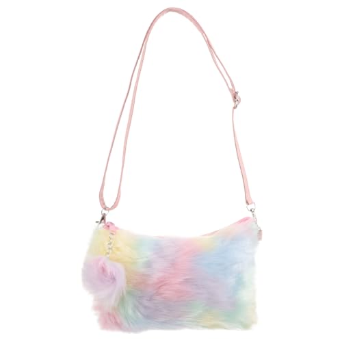 SOIMISS Frauen Mädchen Regenbogen Farbe Umhängetasche Plüsch Frauen Beutel Shopping Cross Body Pouch Kleine Artikel Handtasche von SOIMISS