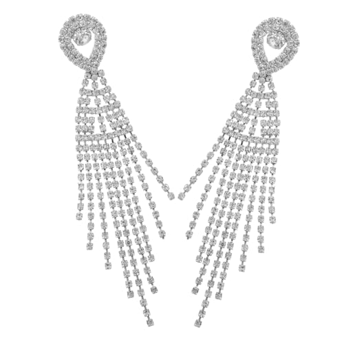 SOIMISS Strass-ohrringe Silberne Baumelnde Damen Statement Mit Quasten Glas Tropfenohrringe Für Abendkleider Partys von SOIMISS