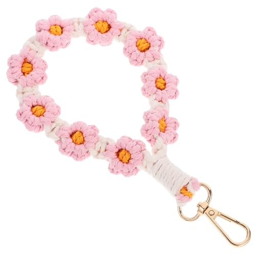 SOIMISS Blumen-makramee Schlüsselanhänger Mit Metallschlüsselring Handgefertigtes Boho Handgelenk-Armband Mit Zarter Gänseblümchen-webtechnik Für Damen Vielseitig Als von SOIMISS