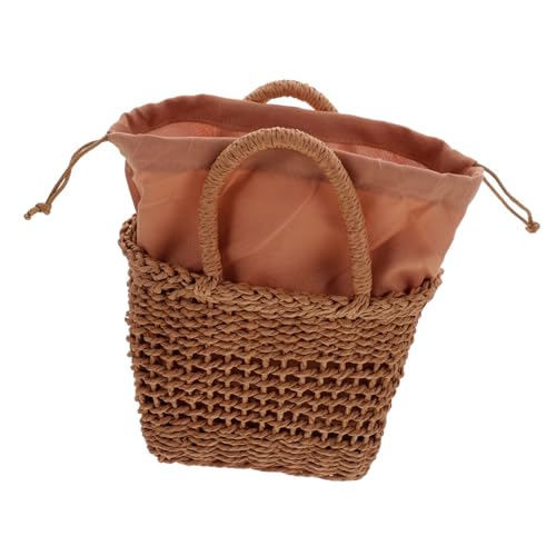 SOIMISS Gewebte Strohtasche Damen Hohl Crossbody Bag Handgefertigt Leicht Schultertasche für Smartphone und Kleine Gegenstände Braun Sommer Alltag von SOIMISS